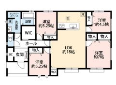 南西向き。家族が集うリビングは18帖にゆとりのある空間＾＾各居室の収納に加え、ファミリークローク・SIC付き＾＾