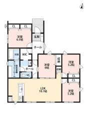生活導線の良い平屋建て＾＾LDK広々約18帖。ファミリークローク・パントリー・カウンター・有＾＾