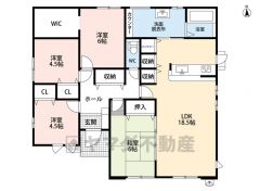生活導線の良い平屋住宅＾＾LDK広々18.5帖＾＾ WIC・パントリー・洗面室カウンター有＾＾