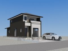 完成予想図。ブラック・ホワイトを基調としたシンプルで飽きの来ない外観です。流行に左右されないベーシックなカラーリングは、永住にふさわしい佇まいです。