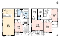 LDK広々約17帖。 WIC・フリースペース・南面バルコニー2ヵ所＾＾