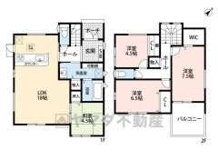 ウォークインクローゼット・各階廊下収納あり。 リビングと隣接する和室を一体利用すると約23帖。リビング3面採光。