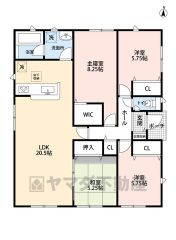 和室含む4LDK、ウォークインクローゼット付き＾＾LDK18帖＾＾全居室収納スペース付き＾＾