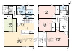 寝室にストレージルーム完備。リビングと隣接する和室を一体利用すると約21帖。