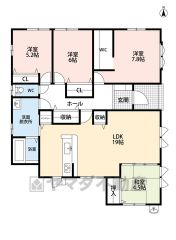 敷地面積約80坪＾＾ LDK広々19帖＾＾和室・パントリー・WIC有＾＾平屋住宅＾＾生活導線が良く快適に過ごせます。