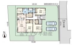 敷地面積広々87坪。お庭スペースあり＾＾カースペースは停めやすい並列駐車2台～駐車出来ます。