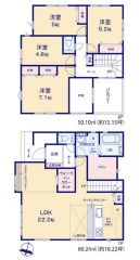 LDK広々約22帖。スタディカウンター・WIC・吹抜・バルコニー・リネン。2階洋室4部屋＾＾