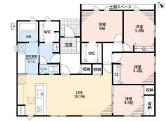 オールフローリングの4LDK＾＾玄関横にファミリークロークがあり、コート等の置き場としても重宝しますね＾＾