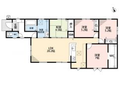 20帖以上のLDKには4.5帖の和室が隣接しており、普段は繋げて使用できます＾＾来客時には個室としても＾＾主寝室には大容量