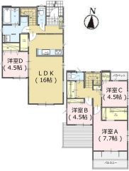 約7.7帖の主寝室には大容量のWIC付き＾＾南向きリビングは明るく開放的＾＾キッチン横のパントリーは広めの約1帖分確保＾＾