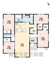 平屋＾＾敷地面積広々76坪以上＾＾ LDK19帖＾＾ WIC2カ所有り＾＾オールフローリングでお掃除がラクラク＾＾