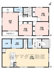 リビングは19帖以上の大空間です＾＾パントリー・リビング収納・廊下収納完備。洋室が4部屋ありお子様が大きくなっても安心です＾＾