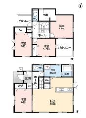 LDK広々18帖。SIC・WIC・パントリー・2面バルコニー・勝手口有。リビング階段＾＾