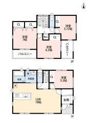 2階居室は全室南向き＾＾バルコニー2カ所。リビングスルー階段採用。全居室収納スペース確保＾＾