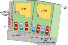 2号棟。カースペースは並列4台。ご夫婦で1台ずつ所有出来ます＾＾また、ご友人や急な来客があっても安心です＾＾