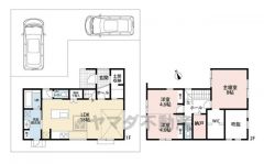 敷地面積約50坪とゆとりある広さ＾＾土間や階段下、洗面所など収納各所にご用意しました＾＾