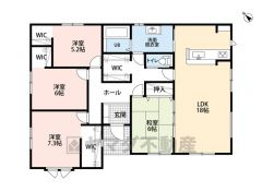 平屋住宅で生活動線がスムーズ＾＾全洋室にウォークインクローゼット完備。他にもキッチン収納、ファミリークロークあり＾＾
