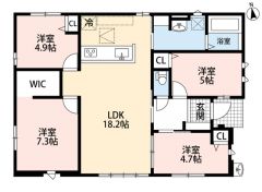 生活導線の良い平屋＾＾LDK広々18.2帖。収納たっぷりWICをご用意。全室2面採光で陽当たり良好＾＾