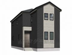 （1号棟）完成予想図 ブラックを基調としたシンプルで飽きの来ない外観です。建物ごとに間取りや色味が異なりますので、ぜひ一度現地で見比べてください＾＾