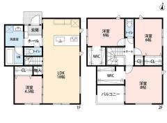 家族の会話が増えるリビング階段採用＾＾2階居室はゆとりある6帖以上確保＾＾約8帖の主寝室にはたっぷり収納可能なWIC付き＾＾
