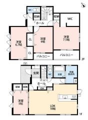 LDKは約18帖あり、隣接する約5帖の洋室と合わせると広々とした空間が広がります＾＾約7.5帖の主寝室には大容量のWIC付きです＾＾