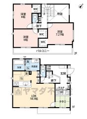 敷地面積55坪以上＾＾ LDK広々18帖以上＾＾ マルチエントランス・WIC3ヵ所・ワイドバルコニー・廊下収納有＾＾ 玄関上部の吹抜は、明るく開放的な空間を演出します。