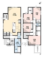 LDK広々約19.9帖。 スタディカウンター・パントリー・WIC2ヵ所・バルコニー有＾＾