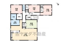 平屋＾＾敷地面積64坪以上。LDK広々20.7坪＾＾スタディカウンター・パントリー・ウォークインクローゼット有＾＾