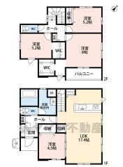 LDK広々約17.4帖。 パントリー・バルコニー・WIC2ヵ所・廊下収納有。