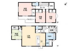 リビングと隣接する和室を一体利用すると約23帖。 独立したウォークインクローゼットは家族全員の衣類などの収納に便利です＾＾