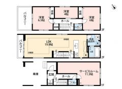 2階リビングは明るく、周囲の視線が気にならないため開放的です＾＾バルコニーは2階と3階＾＾1階は約11.5帖のサービスルームがございます＾＾