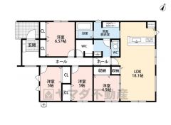 生活導線が良い平屋。LDK広々18帖以上。パントリー・ファミリークローク・洗面室収納・スタディカウンター有＾＾