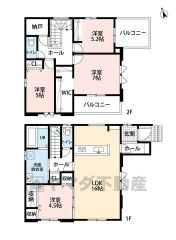 LDK広々約16帖＾＾ 2面バルコニー・納戸・WIC有＾＾ 全居室フローリングでお掃除ラクラク。 南西向きで日当たり良好＾＾