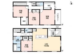 LDK広々18.6帖。パントリー・バルコニー・WIC2ヵ所・廊下収納有。全居室南向き＾＾