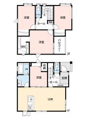 LDKと隣接する洋室を合わせると20帖以上の大空間＾＾2階の居室も全て7帖以上と家具を置いてもゆとりのある広さです＾＾オールフローリングでお掃除もラクラク＾＾