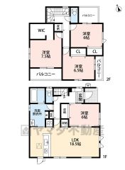 LDKと隣接する洋室合わせて24.5帖＾＾ パントリー・WIC・3面バルコニー・廊下収納・洗面室パイプ付枕棚有り＾＾ 全居室広々6帖以上＾＾