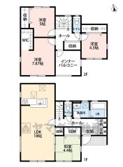 オール電化。LDK広々19.5帖。 ファミリークローク・WIC・南向きインナーバルコニー有。