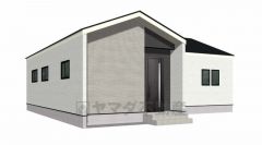 完成予想図。 平屋住宅。 ホワイトを基調としたシンプルで流行に左右されないベーシックなカラーリングは、永住にふさわしい佇まいです。