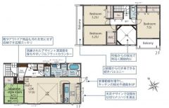 ダイニング上部には開放的な吹き抜け＾＾キッチン横に勝手口付き＾＾バルコニー2カ所＾＾約7帖の主寝室＾＾
