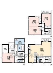 開放感とプライバシーを両立した3階建て。LDK広々16帖＾＾パントリー・スタディーカウンター・WIC・バルコニー2ヵ所有。