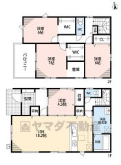 2階居室は全室6帖以上あり、プライベートな時間をゆったりと過ごせますね＾＾ 主寝室にはＷＩＣに加えて書斎スペースもご用意しました＾＾