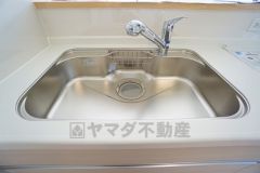 広々とした凸型シンクに洗剤ポケットを標準装備。大きなお鍋など洗いやすいです。洗剤や石鹸、スポンジもすっきりできる収納付き。