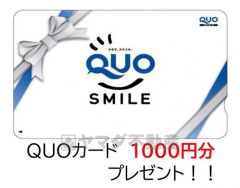 1000円分のQUOカードプレゼント（アンケートのご協力）