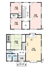 日当たり良好のLDKは約16.9帖あり、3面採光確保＾＾2階には仕切りのある約12.7帖の洋室＾＾
