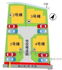 2号棟。カースペース2台分確保＾＾ 並列駐車のためスムーズにお車を出し入れ出来ます＾＾ ご夫婦で1台ずつ所有しても困りません＾＾