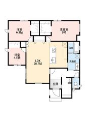 生活導線の良い平屋住宅＾＾ LDK広々約20帖。安全性、機能性に優れたオール電化。WIC2ヵ所・リビングにエアコン有。 全居室フローリングでお掃除ラクラク＾＾