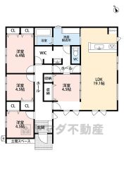 平屋建て。 LDK広々19帖以上＾＾ ファミリークローク・洗面脱衣所・パントリー・土間スペース有＾＾