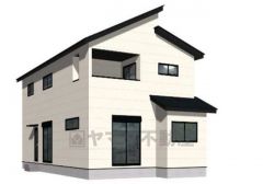 （1号棟）完成予想図。10年間の瑕疵保証が付いた安心の新築戸建。最新の設備で気持ちの良い新生活を送りませんか。