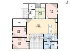 LDK広々18.8帖。生活導線の良い平屋。FLC・SIC・和室有り＾＾