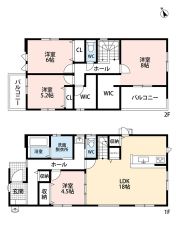 LDK広々18帖。パントリー・ファミリークローク・WIC・2面バルコニー有＾＾全居室収納有＾＾